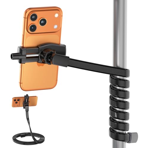 Flexible Phone Holder for Treadmill |Stroller |Wheel |Chair Pole |Stick |Rod |Tube |Shelf | Railing |Cart,35.4" / 90 cm Gooseneck Arm Mount,Compatible with 3.5~7.5" iPhone/LG/Galaxy Smartphone
