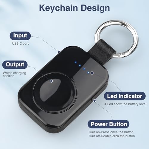 Portable Wireless Charger for Apple Watch,Travel Magnetic iWatch Power Bank - color: Black