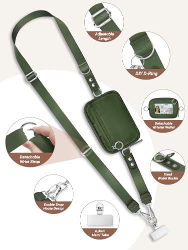 Clip and Go Strap for Phone with Wallet Crossbody Lanyard Green - color: 1 Green