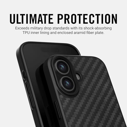 Ridge Case Compatible with iPhone 17 - Compatible with MAGSAFE & Wireless Charging, Aluminum Control Buttons, Dual-Layer Construction, TPU Bumper with Drop Protection (Carbon) - color: Carbon, size: iPhone 17