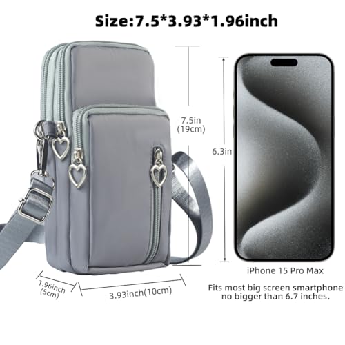 Small Crossbody Bag for Women - Mini Phone Purses with Crossbody Strap and Wallet - Nylon Arm Bag - color: A-grey