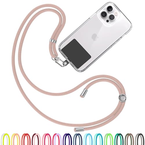 TBOC Cell Phone Lanyard [Nude Pink] - Comfortable Universal Smartphone Lanyard - Easy to Use Neck Phone Holder [Black Patch] - Adjustable Length Phone Strap Crossbody - Fits All Mobile Phones - color: Nude Pink