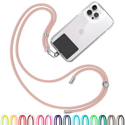 TBOC Cell Phone Lanyard [Nude Pink] - Comfortable Universal Smartphone Lanyard - Easy to Use Neck Phone Holder [Black Patch] - Adjustable Length Phone Strap Crossbody - Fits All Mobile Phones - color: Nude Pink
