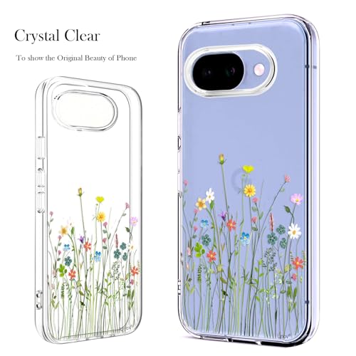 Unov for Pixel 10a Case, Clear with Design, Slim Fit Good Grip, Embossed Phone Case, Shockproof Protective Cover, Raised Camera Protection, Soft TPU, Flower Bouquet - color: Flower Bouquet