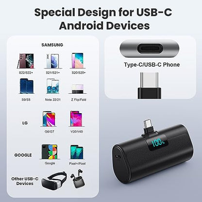 [2-Pack]Portable Charger for iPhone 17/16/15 Series,Upgraded 6000mAh PD USB C Power Bank Built-in USB-C Connector, Battery Pack Compatible with iPhone 17/17 Pro/17 Pro Max/16/15 Series,Galaxy,Android - color: A-Black+White