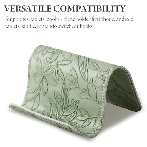 Airplane Travel Essentials for Flying Flex Flap Cell Phone Holder & Flexible Tablet Stand for Desk, Bed, Treadmill, Home & in-Flight Airplane Travel Accessories(1-Carved Green2) - color: 1-Carved Green2