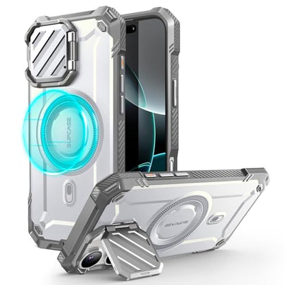 SUPCASE for iPhone 16 Pro Max Case (6.9 inch) with Camera Cover Stand,White | Compatible with MagSafe, Camera Control Button, Military-Grade Drop Protection, Heavy Duty Rugged Magnetic Case, UB Mag XT - color: White