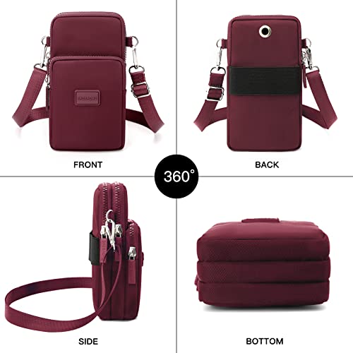 YINHEXI Small Crossbody Bags for Women Trendy, Mini Triple Compartment Cell Phone Crossbody Wallet Purses - color: Red