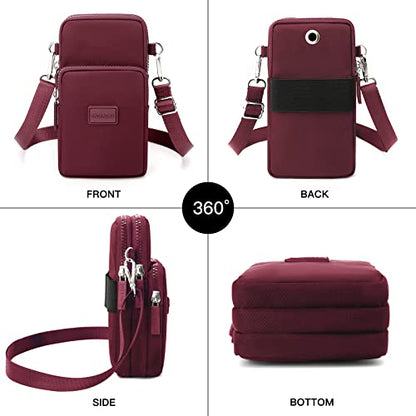 YINHEXI Small Crossbody Bags for Women Trendy, Mini Triple Compartment Cell Phone Crossbody Wallet Purses - color: Red