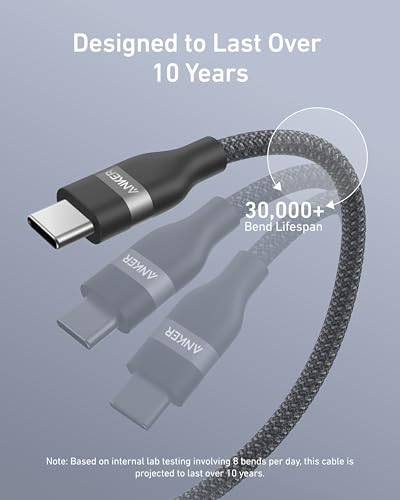 Anker Nano USB C to USB C Cable, 240W Fast Charging Cable (Black, 3ft) - color: Black, size: 3ft