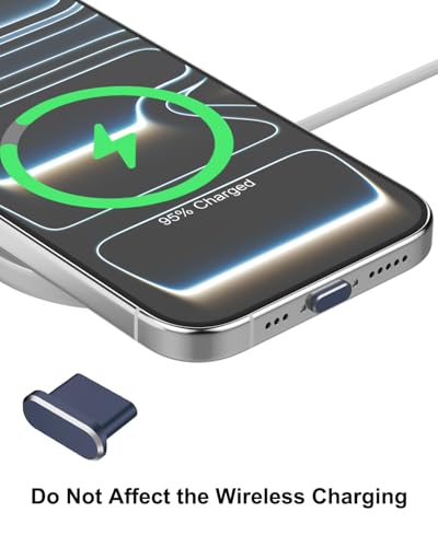 USB C Dust Plug for iPhone 17 Series,4Pcs Aluminum+4Pcs Silicone,Deep Blue - color: Blue
