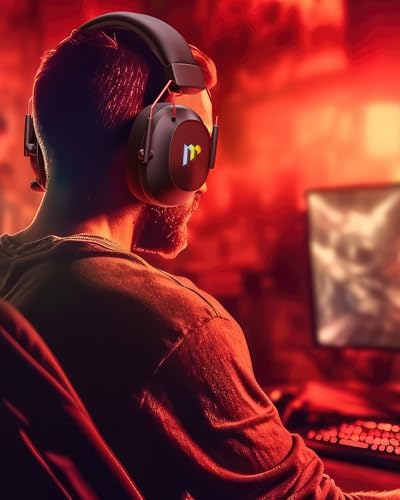 Mytrix Tac Master 2.4GHz Wireless Gaming Headset with Noise Canceling Microphone for PC, PS4, PS5, Mac, Bluetooth 5.3 Gaming Headphones with RGB Light, Surround Sound, 50H Battery (Black)