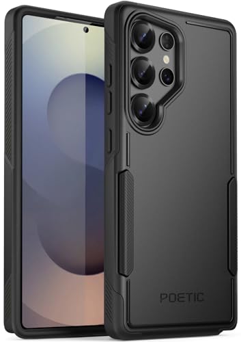 Poetic Neon Case for Samsung Galaxy S25 Ultra 5G, Dual Layer Heavy Duty Rugged Lightweight Slim Shockproof Protective Cover Phone Case, Black - color: Black