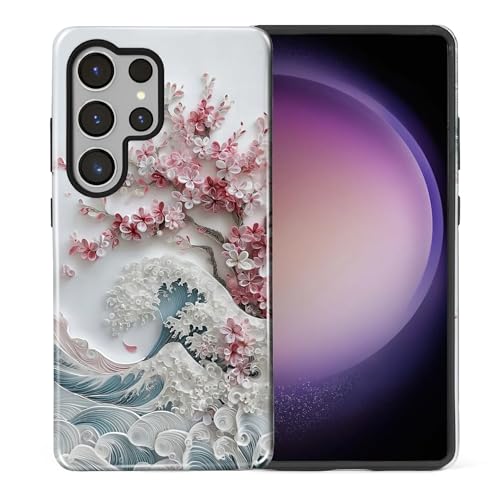 for Samsung Galaxy S25 Ultra Case,Dual-Layer Hard Shell + Silicone Phone Cover,Full Body Protection Shockproof Case for Samsung Galaxy S25 Ultra-Blossoming Sakura Wave - color: Blossoming Sakura Wave, size: Samsung Galaxy S25 Ultra