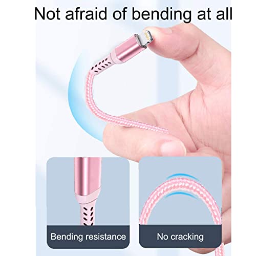 Awnuwuy 20FT Long iPhone USB-C to Lightning Cable [Apple MFi Certified] 20W 3A (max) USB C Power Delivery Fast Charge for iPhone 14 13 12 11 10 Max X XS XR 9 8, AirPods, iPad, Charging Cord Pink/Rose - size: 20FT