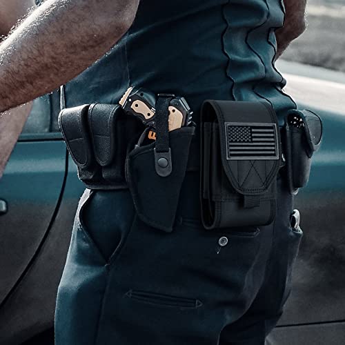 Double Capacity Phone Holster, Tactical Molle Belt Pouch with Flag Patch for iPhone 17 Pro Max/16 Pro Max/16Pro/15ProMax/14 Pro Max/13 Pro Max, Samsung S25, Size Large Extra Stiffness - color: Green