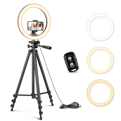 SENSYNE 12'' Ring Light with Stand, 50" Phone Tripod with Wireless Remote - size: 12-inch