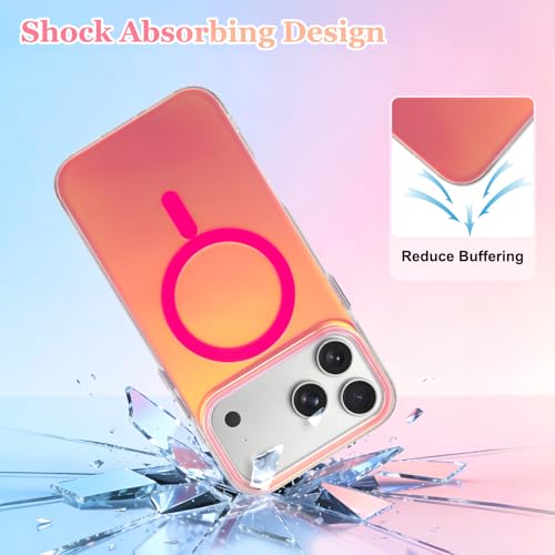 Fiyart Magnetic for iPhone 17 Pro Case - Iridescent Cute 6.3" Rose Red - color: Iridescent Rose Red, size: iPhone 17 Pro
