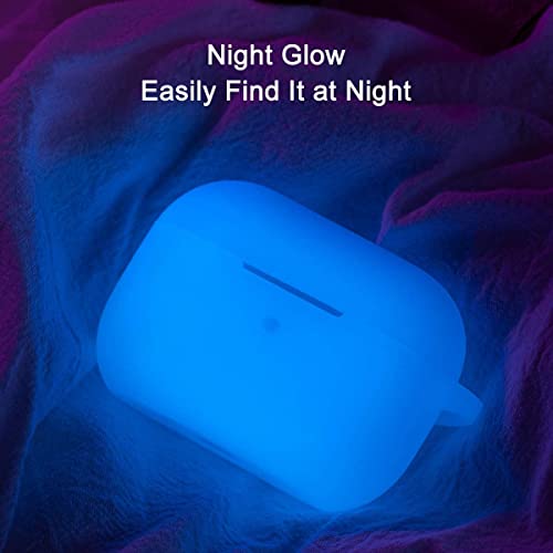 Lerobo for AirPod Pro Case, Silicone Cover with Keychain, Nightglow Blue - color: Nightglow Blue