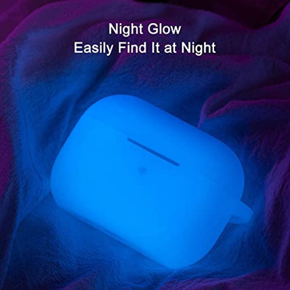 Lerobo for AirPod Pro Case, Silicone Cover with Keychain, Nightglow Blue - color: Nightglow Blue