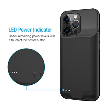 Battery Case for iPhone 13 Pro Max, Enhanced 8500mAh Ultra Thin Portable Protective Smart Charging Case Compatible with iPhone 13 Pro Max (6.7 inch) Rechargeable Extended Battery Charger (Black) - size: iPhone 13 Pro Max