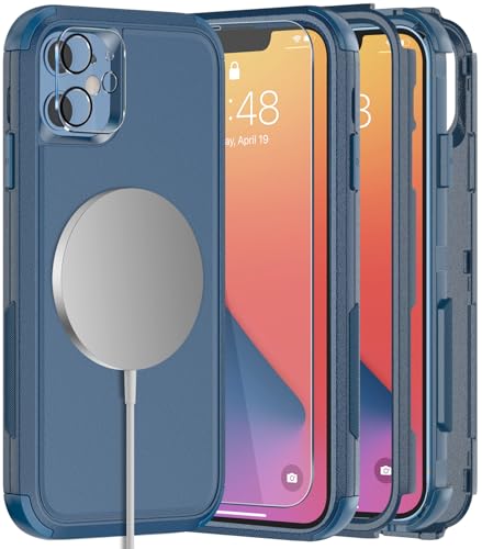 Diverbox for iPhone 11 Phone Case,iPhone 11 Magnetic Case [with Screen Protector & Camera Lens Protector ] Heavy Duty Phone Case for iPhone 11 Case (Magnetic Blue) - color: Magnetic Blue