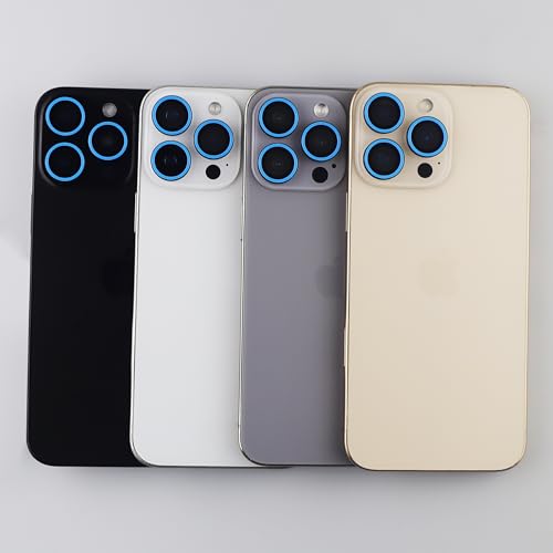 Luminous Camera Lens Protector for iPhone 16 Pro / 16 Pro Max Metal Ring Tempered Glass Glow in The Dark Lens Cover (3PCS) (Blue, for iPhone 16 Pro/16 Pro Max) - color: Blue