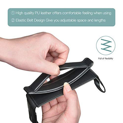 joylink iPad Hand Holder Strap with Pen Loop and 360° Swivel Leather Handle Grip Elastic Belt, Compatible with iPad Air, iPad Pro, Samsung and Nexus, 10.1 Inch Tablets, Black Upgrade Version