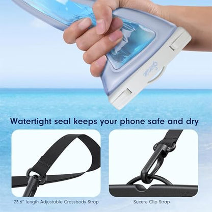 Sonix Waterproof Phone Pouch - Floating Phone Case Dry Bag w/Crossbody Lanyard - Beach Cruise Travel Essentials - Compatible w/All Devices, Touchscreen Friendly | Checkmate Pink/Orange - color: Checkmate Pink/Orange