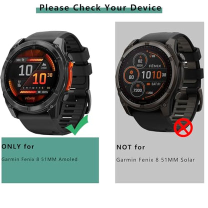 [1+4 Pack] Case with Tempered Glass Screen Protector Compatible with Garmin Fenix 8 AMOLED 51MM (Not for Fenix 8 51mm Solar), Bumper Full Coverage Protective Soft Cases Face Cover for Fenix 8 AMOLED 51MM - size: for Fenix 8 AMOLED 51MM