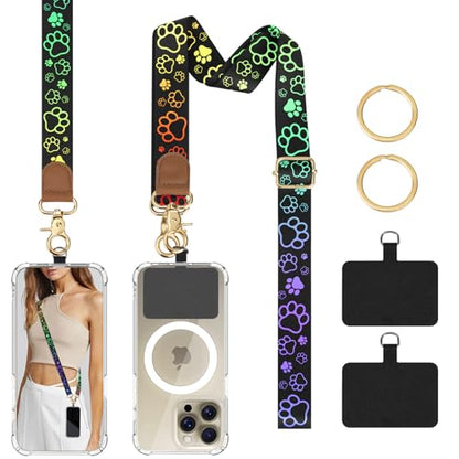 TiMOVO Phone Lanyard Crossbody Wrist Strap, Adjustable Anti-Theft Phone Strap for All Phone Case, lanyard for Women and Men - color: Dog Footprints