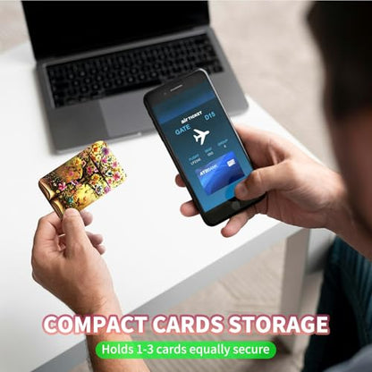 Phone Credit Card Holder Stick on, Phone Case Wallet, Cell Phone Pocket Self Adhesive Stretchy Lycra Stick on Wallet ID Credit Card Case Pouch Sleeve for All Smartphones, Flower Tree - color: Phone Case Wallet-613