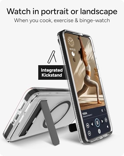 ZAGG Santa Cruz Snap Samsung Galaxy S26+ with Kickstand - Black, Magnetic Crystal Clear Protective Phone Cover, 13ft Drop Protection, Graphene Reinforced, Slim Case with Stand - color: Black, size: Samsung Galaxy S26 Plus