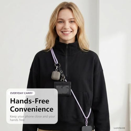 Adjustable Crossbody Phone Lanyard with Hanging Loops - color: Purple