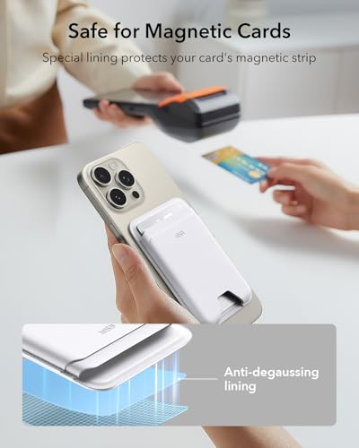 ESR for MagSafe Wallet, 5 Card Holder for Phone Case, RFID Blocking | MagSafe Sticker Included, Slim Magnetic Wallet for iPhone 17 Pro Max 17e 16 15 14 13 12 Series, Selected Samsung Galaxy,White - color: White