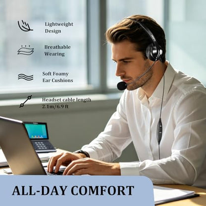 Callez Mono RJ9 Phone Headset with Noise Cancelling Mic for Avaya 1608 1616 - color: Black