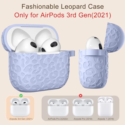 Compatible with AirPod Case 3rd Generation, Leopard Engraved Soft Silicone Skin Cover Full Protective Case,Compatible with Apple AirPod 3rd Generation Case,Front LED Visible - color: Lalic, size: AirPods 3rd Case