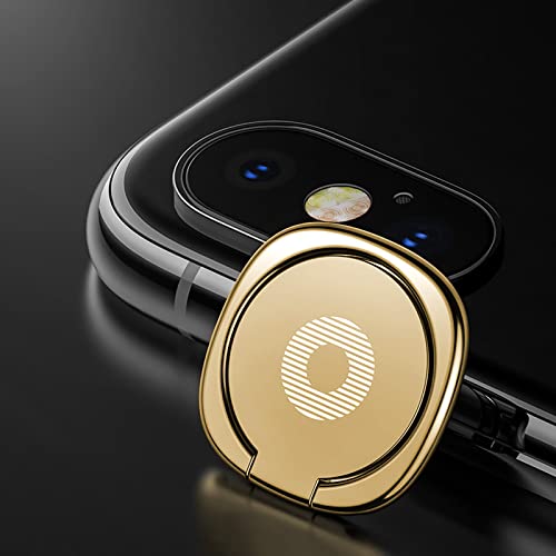 [2 Pack] Glossy Rounded Edges Cell Phone Ring Holder Stand,360 Degree Rotation and 180 Degree Adjustable Finger Ring Kickstand with Polished Metal Phone Grip (Gold)