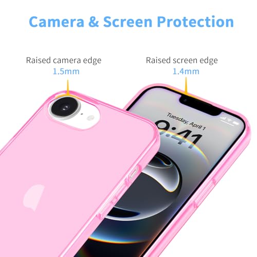 JJGoo for iPhone 17e Case for iPhone 16e Case Clear, Soft Transparent Shockproof Protective Slim Thin Phone Case Cover for 16e / 17e - color: Pink