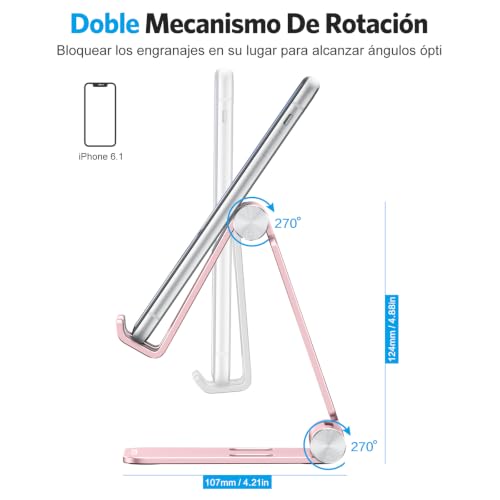 OMOTON Foldable Cell Phone Stand, C4 Portable Aluminum Phone Holder - color: RoseGold