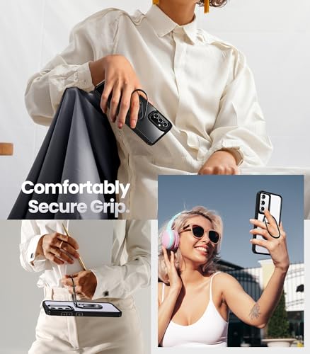 Shields Up for Samsung Galaxy S24 Case with Stand, Galaxy S24 Case Clear with Double Ring Holder [Adjustable & Foldable] Shockproof Protective Cover - Clear Black - color: Black, size: Galaxy S24