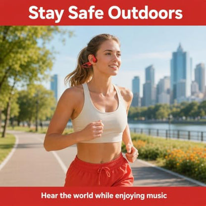 Bone Conduction Headphones Bluetooth Open Ear Earbuds Wireless Headset Bluetooth Titanium Lightweight Waterproof for Workout Running Hiking Walking Bicycling - color: Red