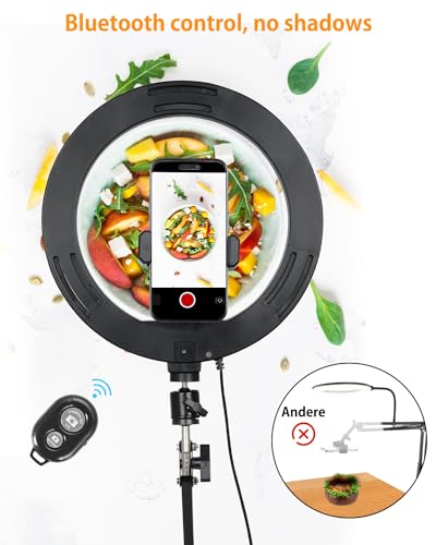 UTEBIT 10 inch Upgrade Ring Light Overhead Camera Phone Mount for Desk