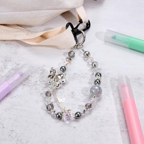 BEEFLYING Beaded Phone Charm Wrist Strap for Case - color: Black Butterfly