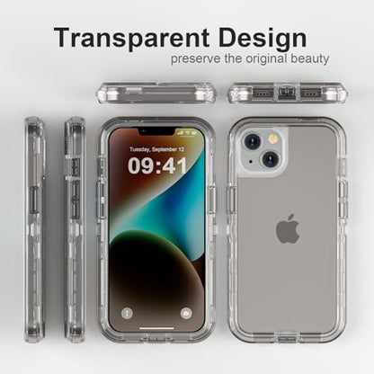 Follaroma for iPhone 13 Case, Shockproof Protection, Crystal Gray | Heavy Duty Shockproof Protection Phone Cases, Anti-Drop, Dual Layer Transparent Rugged Protective Cover, 6.1 inch - color: Gray, size: iPhone 13 6.1’