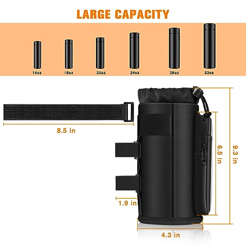 FINPAC Cup Holder for Bike, Universal Water Bottle Holder w/Phone Pockets - color: Black