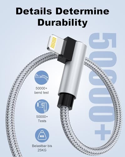 Phone Charger Cable 5M,[MFFi Certified] Right Angle 90 Degree Fast Charging Phone Cable Nylon PD Fast Charging Lightnning USB Compatible with Phone 14 13 12 11 Pro Max Mini XR XS X 8 7 6
