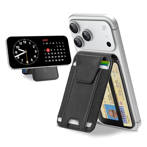 TopMade for MagSafe Wallet with Stand, 9 Cards Holder, Privacy Flap Cover - color: Black