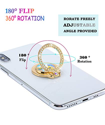 Glitter Bling Bling Phone Ring Holder,Sparkle Phone Ring Artificial Diamond Kickstand,Rhinestone Cell Phone Finger Ring Grip for Women for Almost All Phones,Pad(Gold) - color: Gold