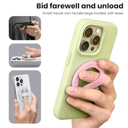 Magnetic Silicone Phone Grip Ring Holder Compatible with MagSafe Phone Case - color: Pink